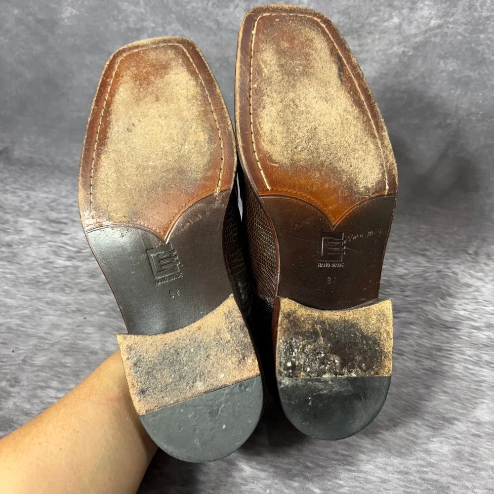 Vintage David Eden Lizard Skin Alligator Patchwork Oxford Dress Shoes Mens 9.5